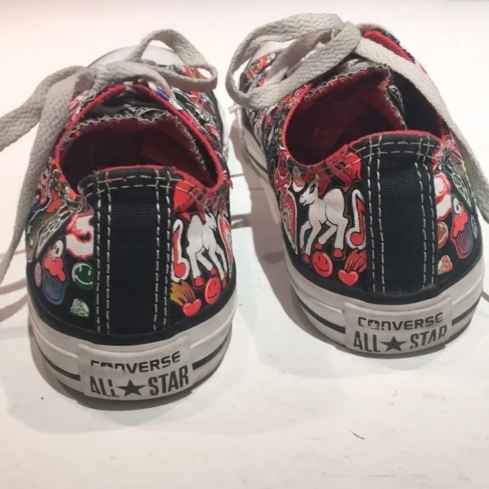 Converse All Star Jr. Black Ponies & Skulls Size 4